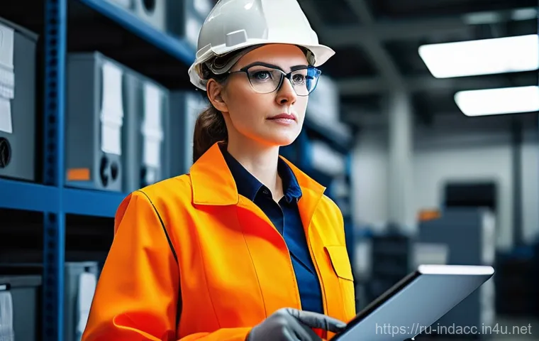 산업재해분석 자격증 취득 가이드 - **Prompt 1: A Dedicated Safety Professional in Action**
    A focused female safety specialist, in h...