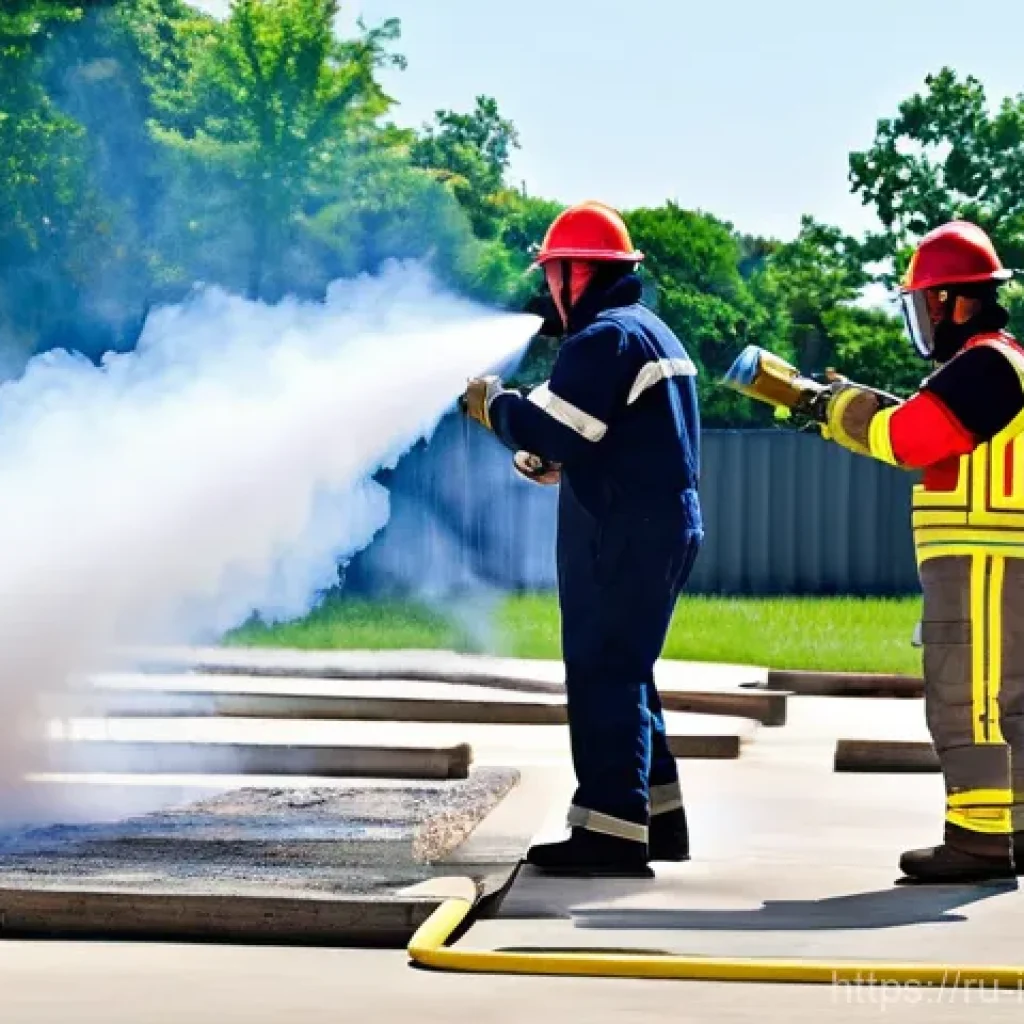 산업재해 예방을 위한 교육 기획 방법 - Interactive Fire Safety Training**
"A diverse group of adults, wearing professional but practical wo...
