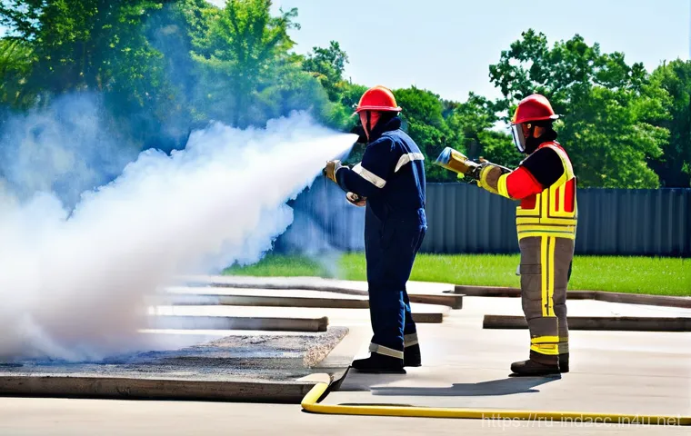 산업재해 예방을 위한 교육 기획 방법 - Interactive Fire Safety Training**
"A diverse group of adults, wearing professional but practical wo...