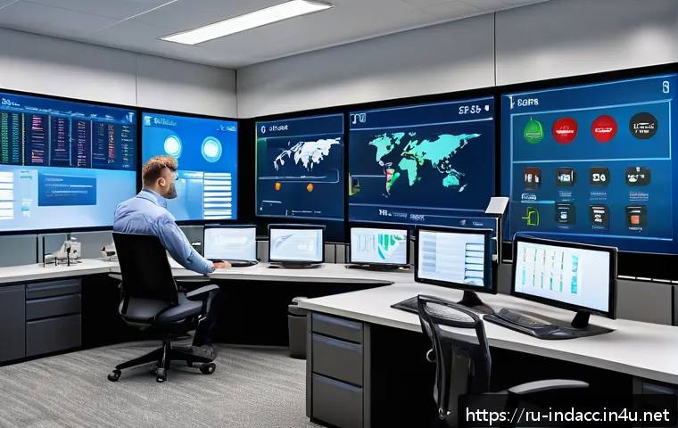 산업재해분석 전문가의 성장 가능한 분야 - A modern industrial workplace safety control room featuring large interactive digital dashboards dis...